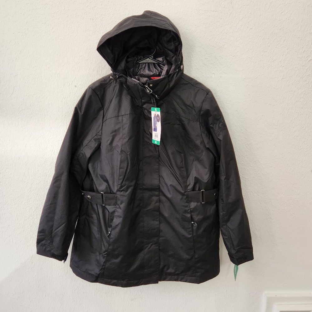 Gerry Womens 3 in 1 Rain Coat Jacket Size XL Black Removable Vest